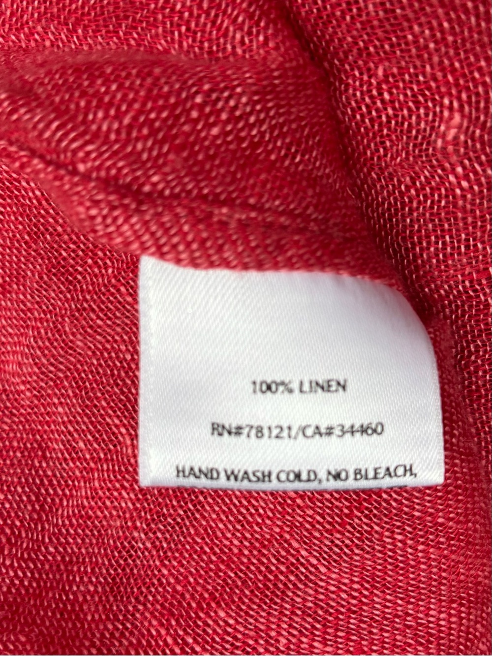 EILEEN FISHER Coral Red Italian Linen Button Front Long Sleeve Tunic Top Size M - Picture 6 of 7